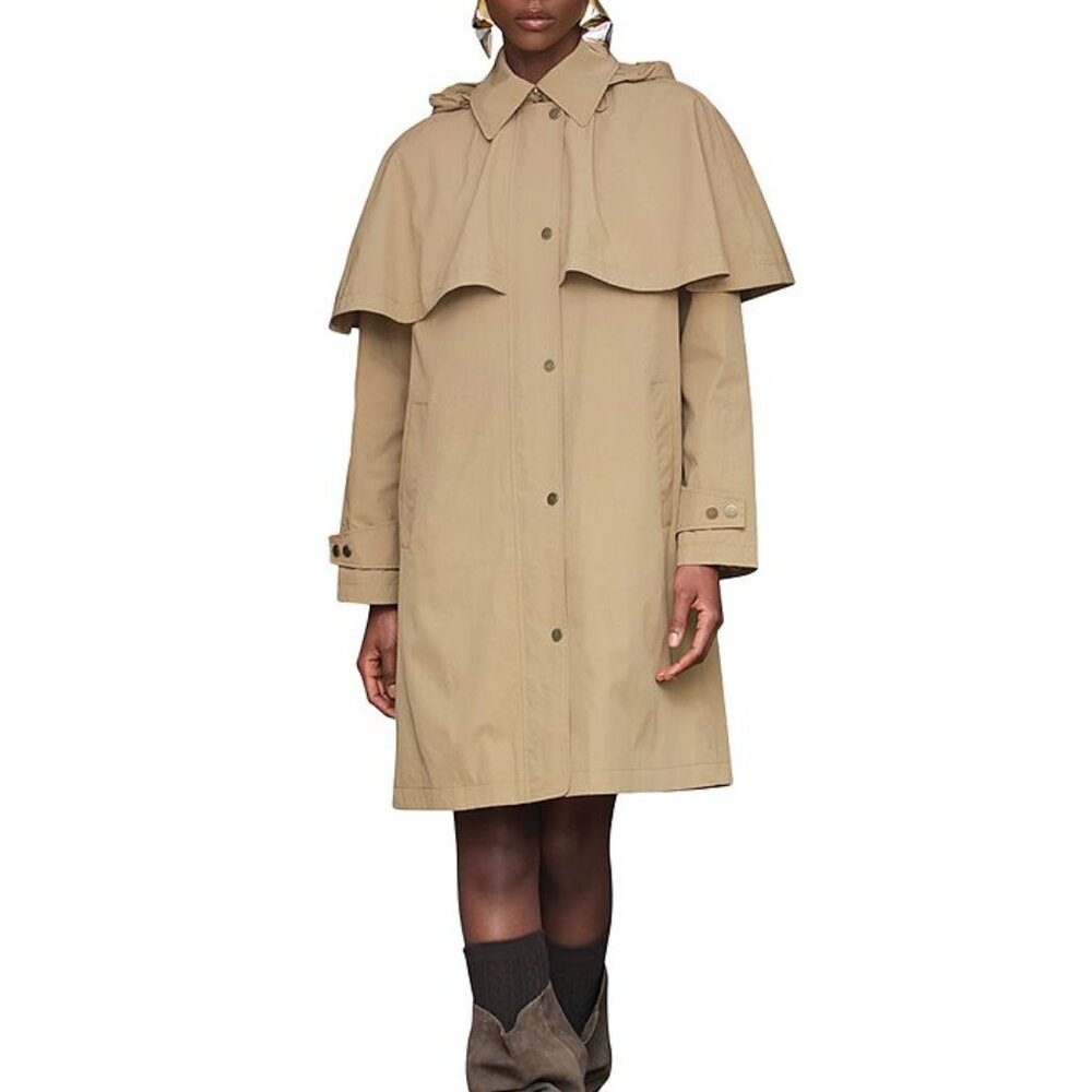 New Avec Les Filles Hooded Cape Raincoat Trench coat - Picture 9 of 9